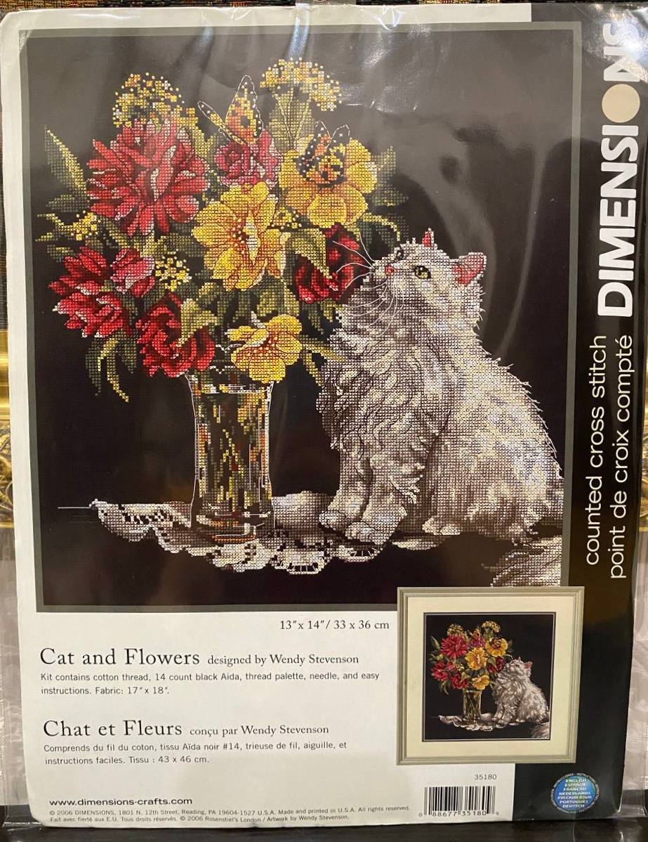 🐈🦋🌺 Dimensions 35180 — Cat and Flowers
